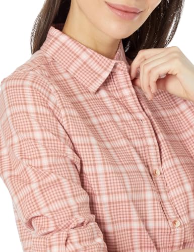 Image of Amazon Essentials Women's Regular-Fit Long-Sleeve Lightweight Plaid Flannel Shirt with Brushed Finish, Shirttail Hem