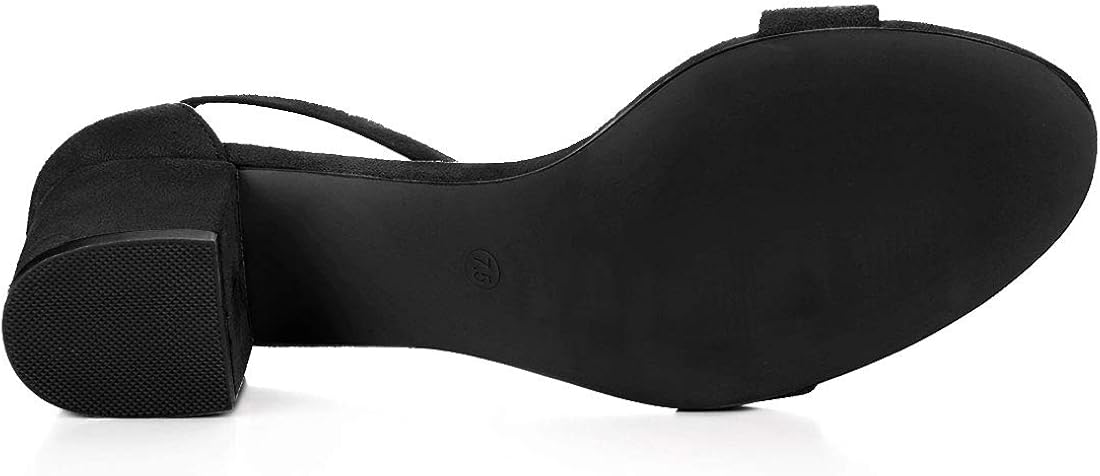 Allegra K Women's Open Toe Block Heel Ankle Strap Sandals 7 Black