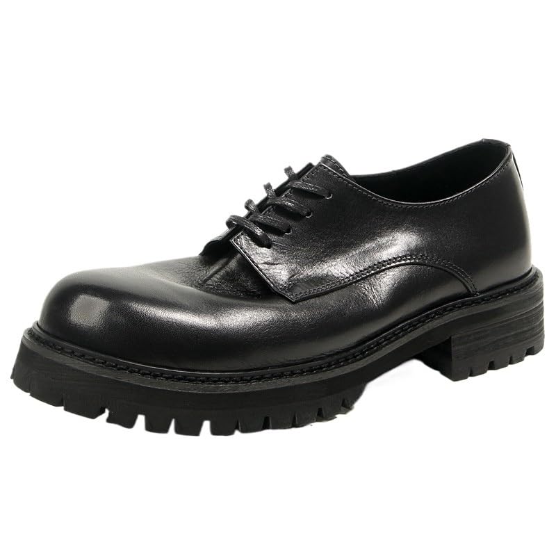 Mens Derby Dress Shoes Breathable and Comfortable Casual Thick-Soled Shoes Lightweight Mens Round Toe Leather Upper Versatile Wear