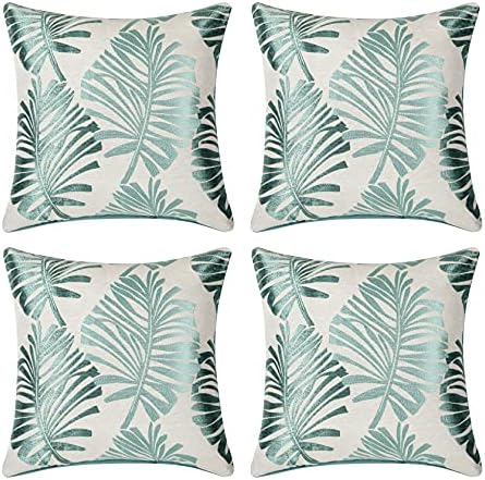 GUOIOOI Pack of 4 Decorative Throw Pillow Covers, Embroidery Cotton and Linen Square Modern Cushion Cover for Couch Sofa Bed Girls Room, 18 X 18 Inch (Color : Brown)