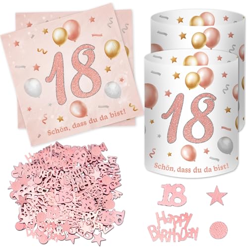 20 Stück Servietten 18 Geburtstag+12 Windlicht Tischdeko + 500 Konfetti...