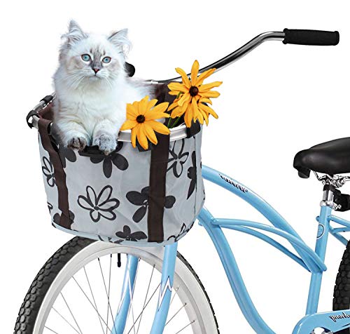 XUNXING Bike Front Baskets for Women, Small Pet Cat Dog Carrier Bicycle Handlebar Front Basket Folding Detachable…