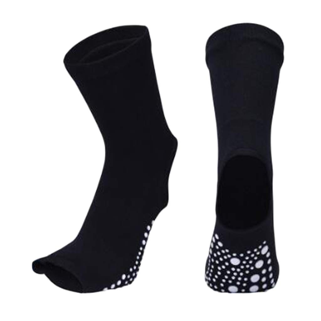 Wdfnexalai Yoga Socks Womens Toeless Non Slip Rubber Grip Heel Barre Dance Socks Black