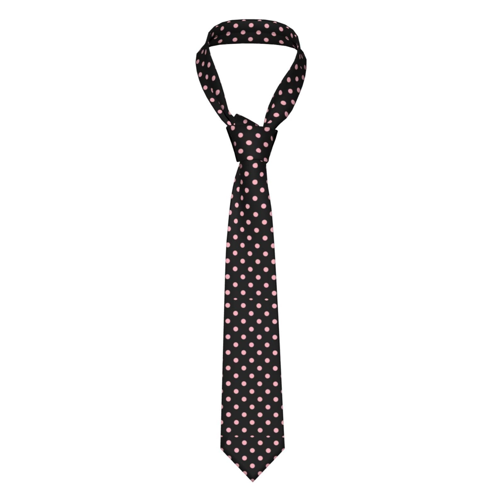 Lawenp Pink Black Polka Dot Men's Tie For Wedding & Party Formal Necktie