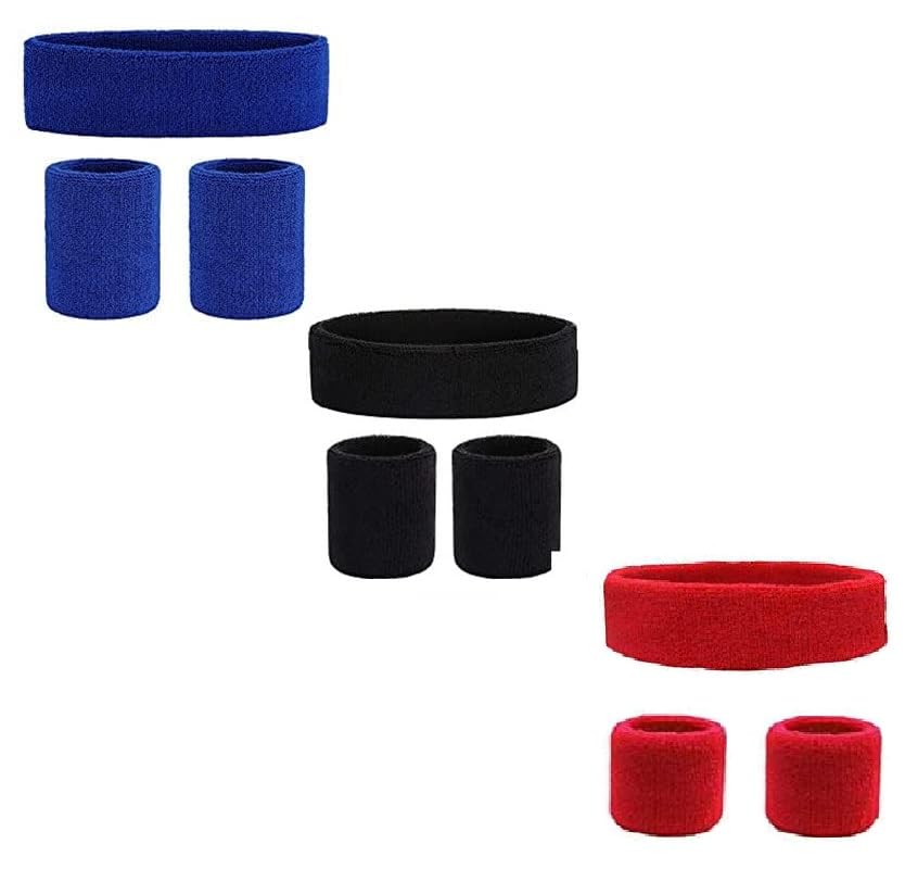 AASHIE N HOMES Men,Women Cotton Sports wear Wrist Band & Head Band BLACK +BLUE+ RED (Pack of 9) (B0D8QPX2WN) Amazon Price History, Amazon Price Tracker