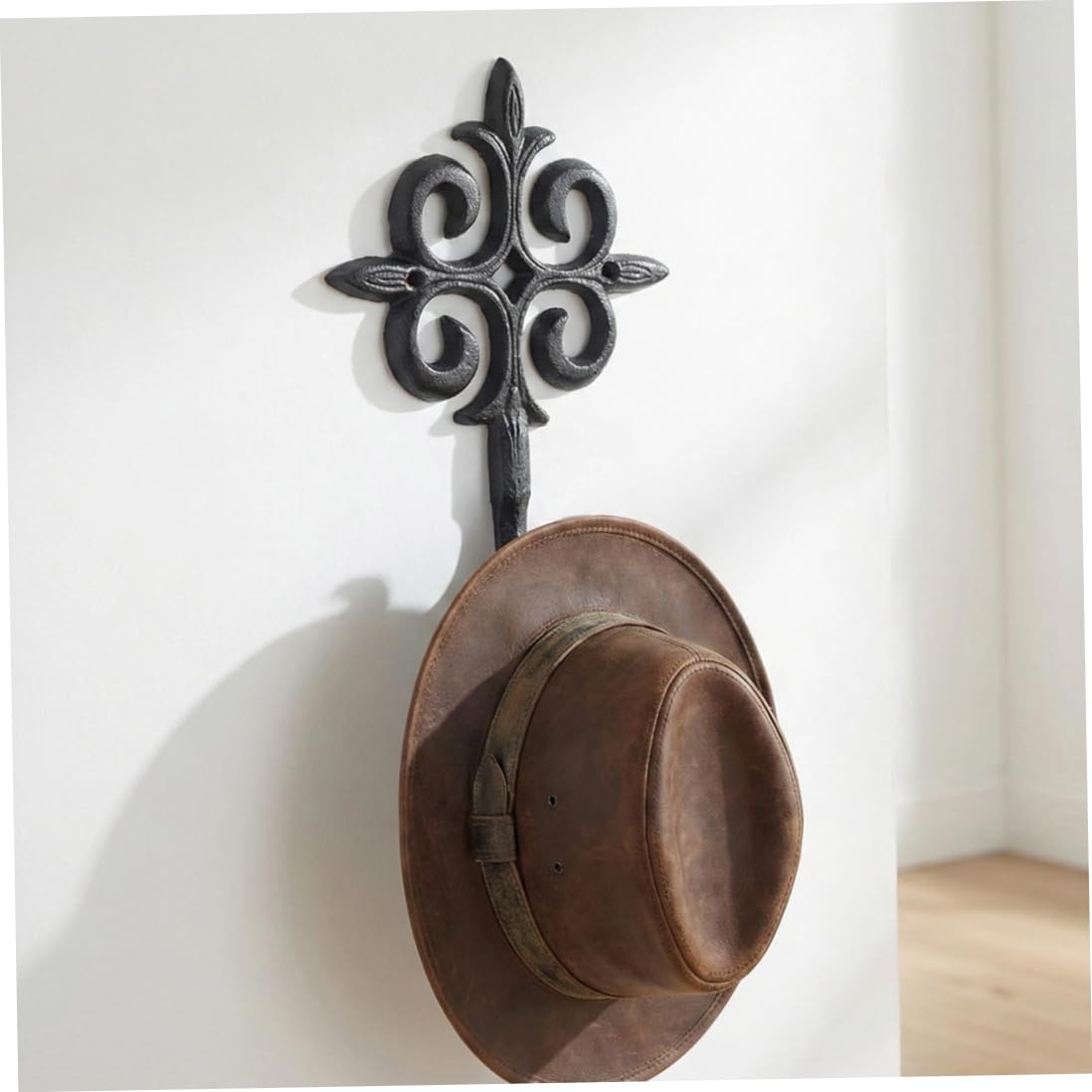 Ferricult Cast Iron Hooks, Vintage Decorative Coat Hook for Entryway, Bathroom, Bedroom Heavy Duty Rust-Resistant Easy Mounting Towel Hook with Screws Included, Wall