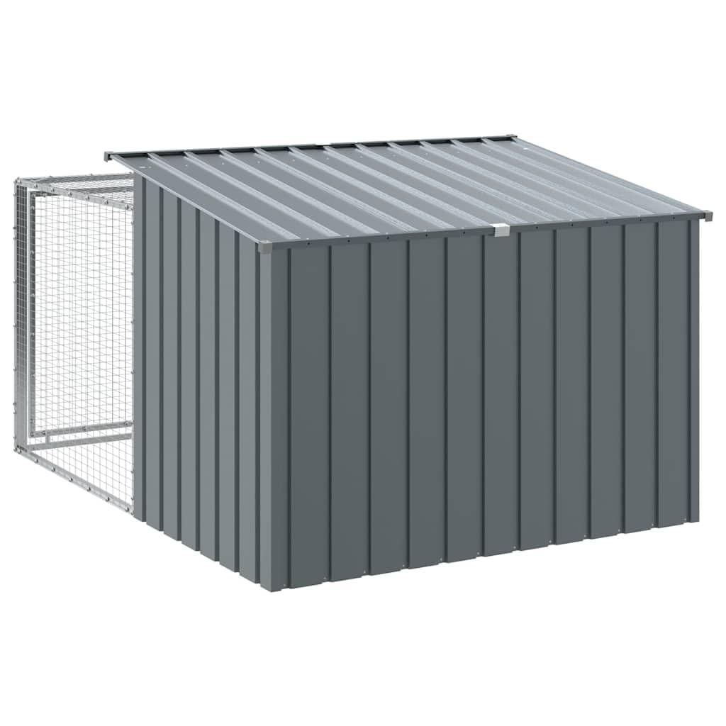 vidaXL Caseta para Perro con Corral Antracita 153x194x110 cm Acero galvanizado