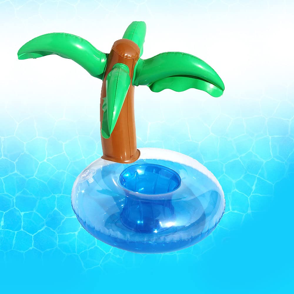 Hosfairy 6Pcs Funny Inflatable Palm Trees Pool Drink Holder Inflatable Drink Cup Holders for Summer Theme Party Supplies