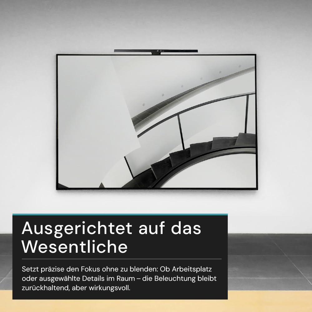 LUXULA 2er Set Monitor Lampe dimmbar mit Touch Control, LED Lichtleiste 50cm für Computer, USB Bildschirmlampe, PC Bürolampe, Schreibtischlampe Home Office - schwarz