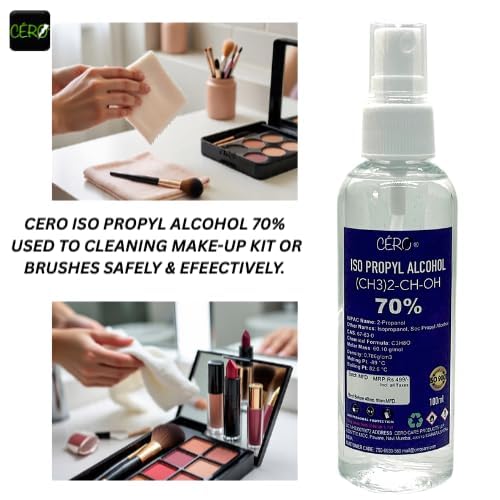 Image of CERO IPA Isopropyl Alcohol for Cleaning, All Electronics, Clean Your Makeup Tools, Clean CPU, GPU and Screen, Repair Cosmetics 70% Pure IPA (CH3)2-CH-OH] CAS: 67-63-0 (100ml)