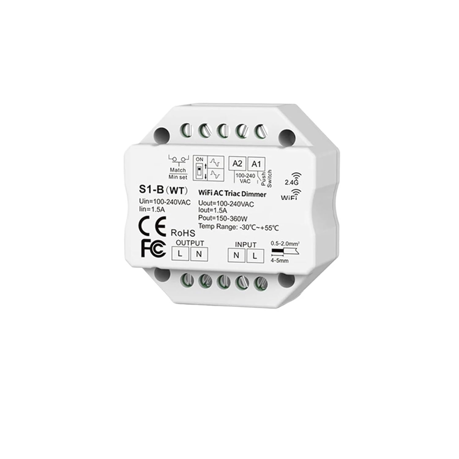40W 75W Triac Dimming Constant Voltage LED Driver 12V 24V Dimmable Power Supply PWM Digital Dimming for Indoor LED Lighting(TE-40-24 Only)