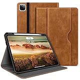 HOLIMET iPad Pro 12.9 Case 2022 6th/5th/4th/3rd Generation Case 2021 2020 2018 with Pencil Holder Pocket Strap Folio Stand Cover Soft TPU Back Shockproof, Auto Sleep/Wake,Vegan Leather