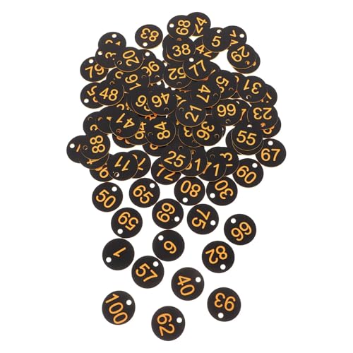 Etiquetas para llaves numeradas del 1 al 100 en plástico negro redondo de 3,5 cm para oficina