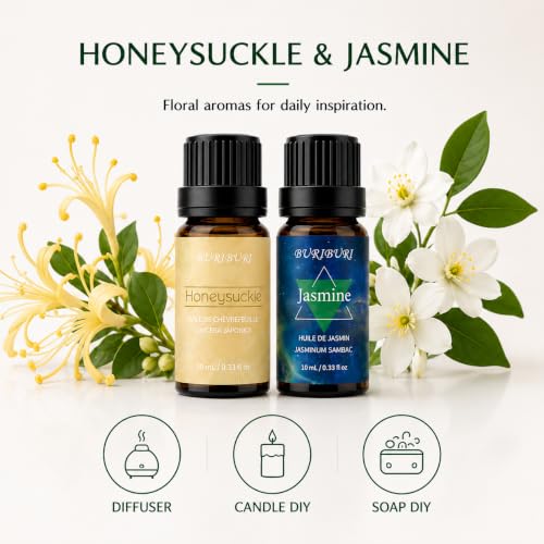 Image of BURIBURI Honeysuckle Jasmine Essential Oil Set for Diffusers 2 Pack