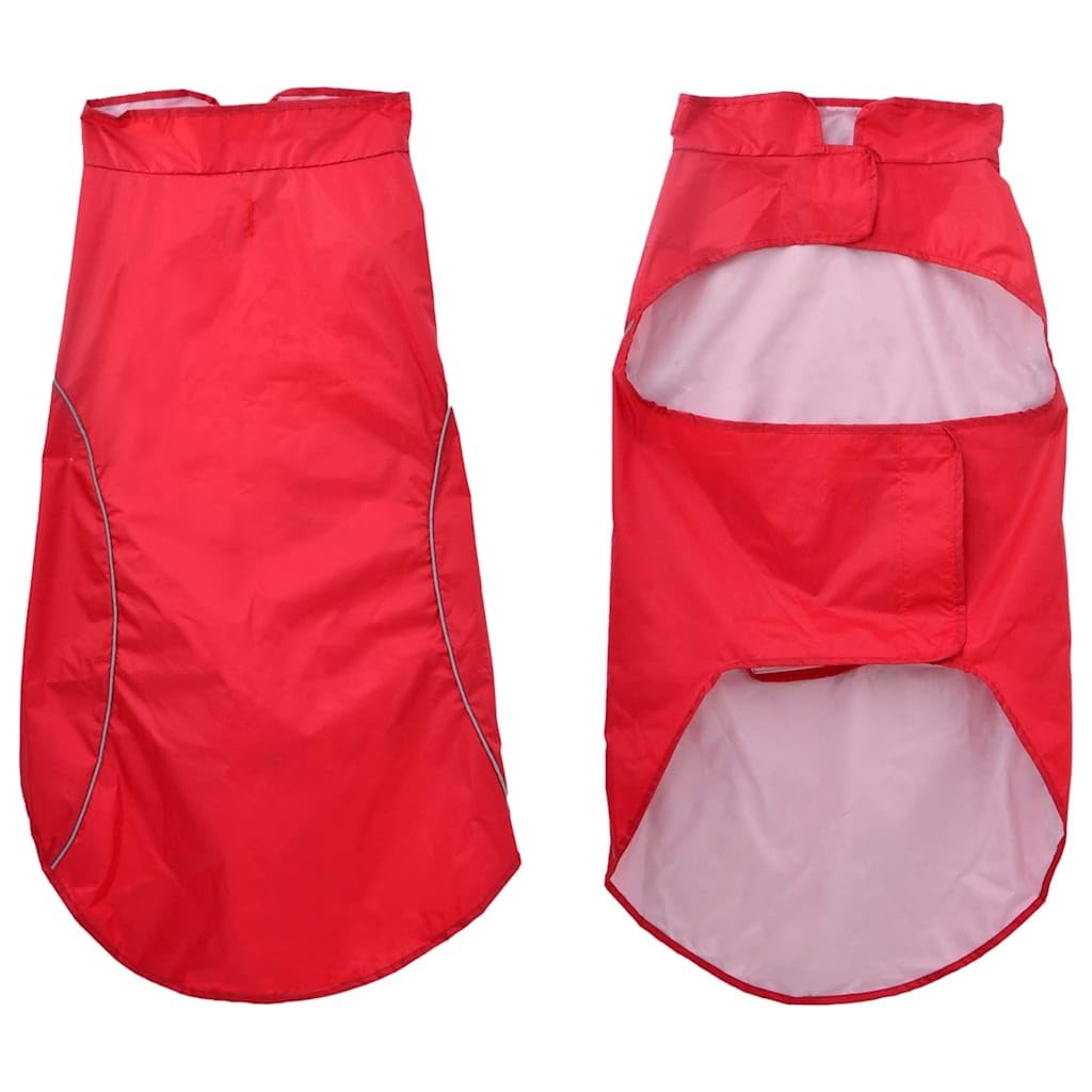 Chubasquero para perros con tiras reflectantes de poliéster, color rojo, talla 3XL, impermeable y resistente al viento, transpirable para invierno y otoño, con cierre de y orificio para el