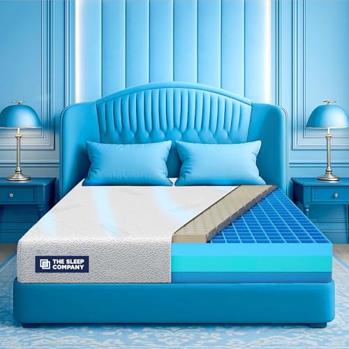 Image of The Sleep Company Luxe Pro SnowTec Mattress | SmartGRID + Natural Latex | SnowTec Cooling Fabric | Plush Medium-Soft Feel | Luxury Latex for Cooler Sleep | King Size Bed Mattress 84x78x6