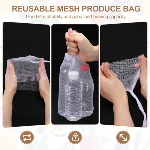 Bolsas de malla reutilizables de nailon sourcing map para guardar alimentos, 30 cm 5