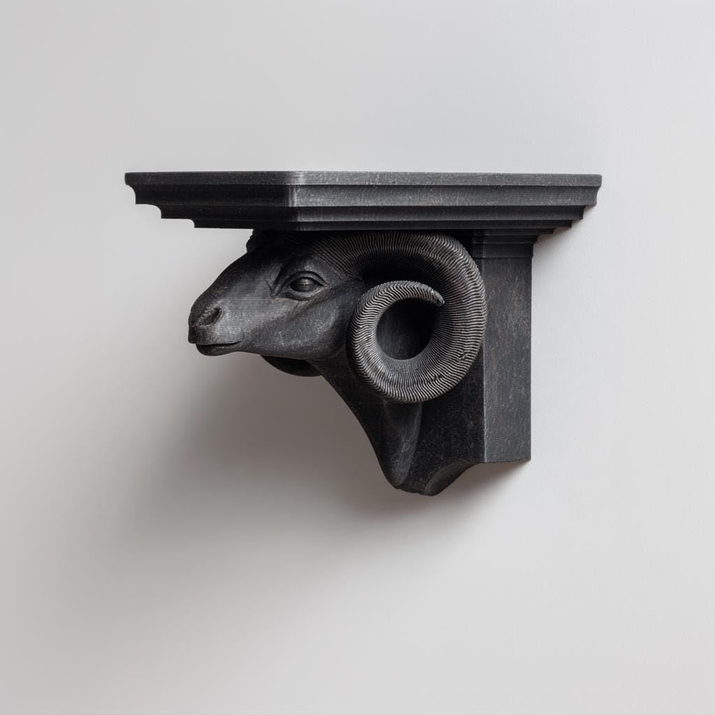 Mensola da parete con testa di ariete stampata in 3D, sporgenza sospesa dello zodiaco dell'Ariete, decorazione con animali per interni gotici, amanti dell'astrologia e pareti di dichiarazione