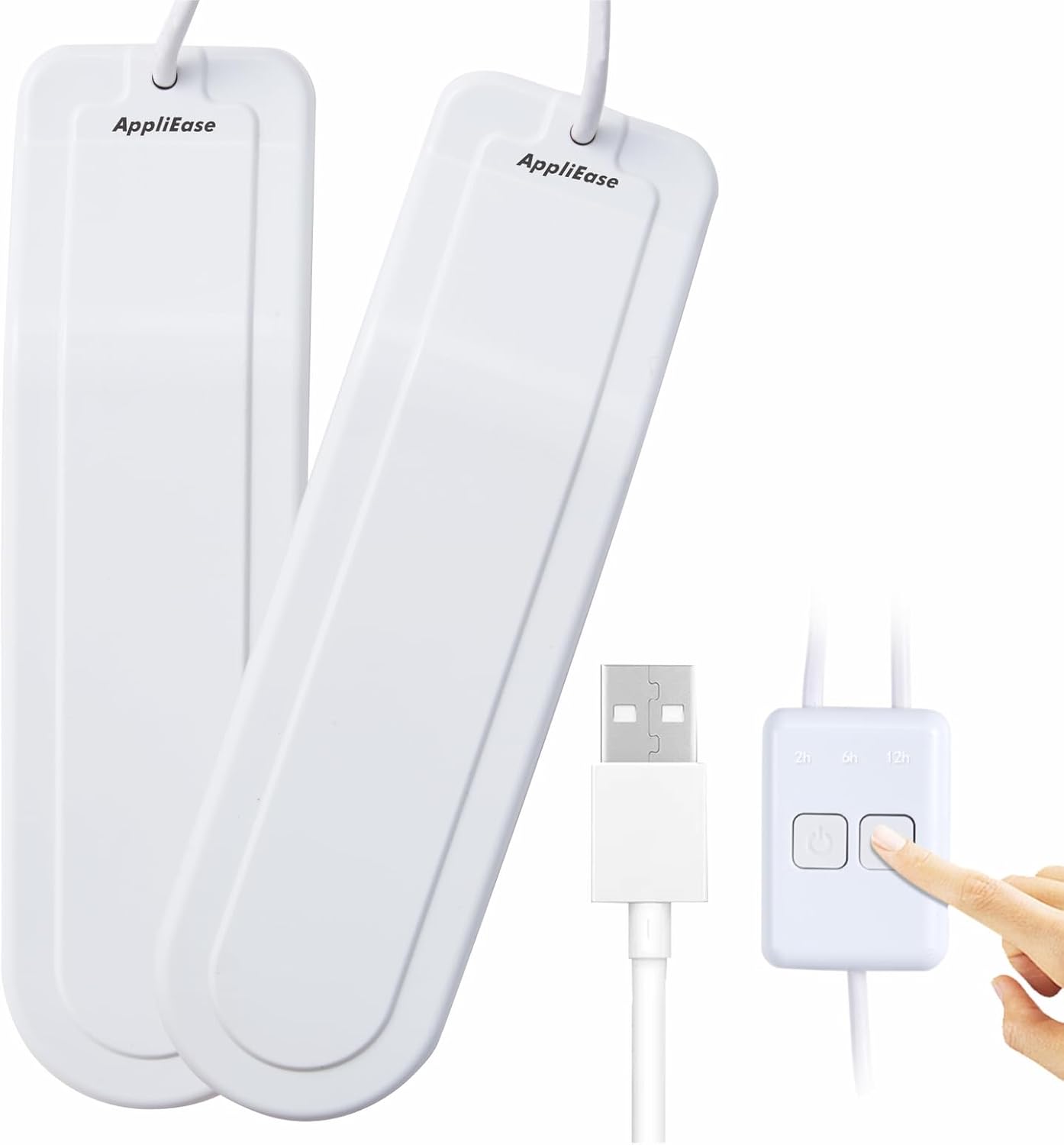 Boot Dryer, Portable USB Shoe Dryer for Kids & Teens, with 3-Timer Settings, 18-dB Quiet, 50°C Low-Temp Slow Drying, Fits US Shoe Size 8 & Under (White)