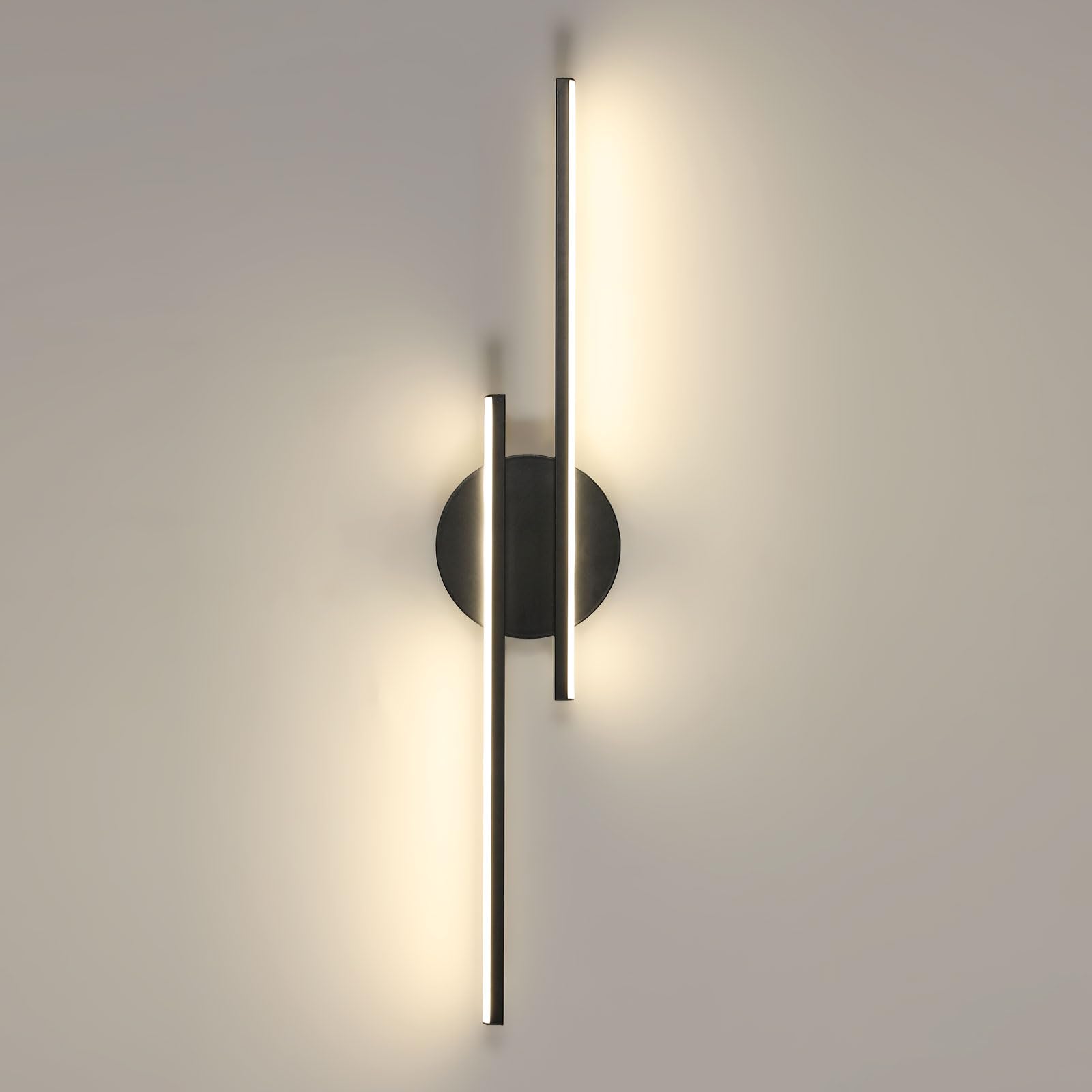 Riserva 4500K-Black Led Wall Light 24W, Wall Lamp Modern Black, 4500K Neutral Light, Linear Wall Sconce Aluminum For Bedroom, Living Room, Dining Room, Study, Corridor, Hotel