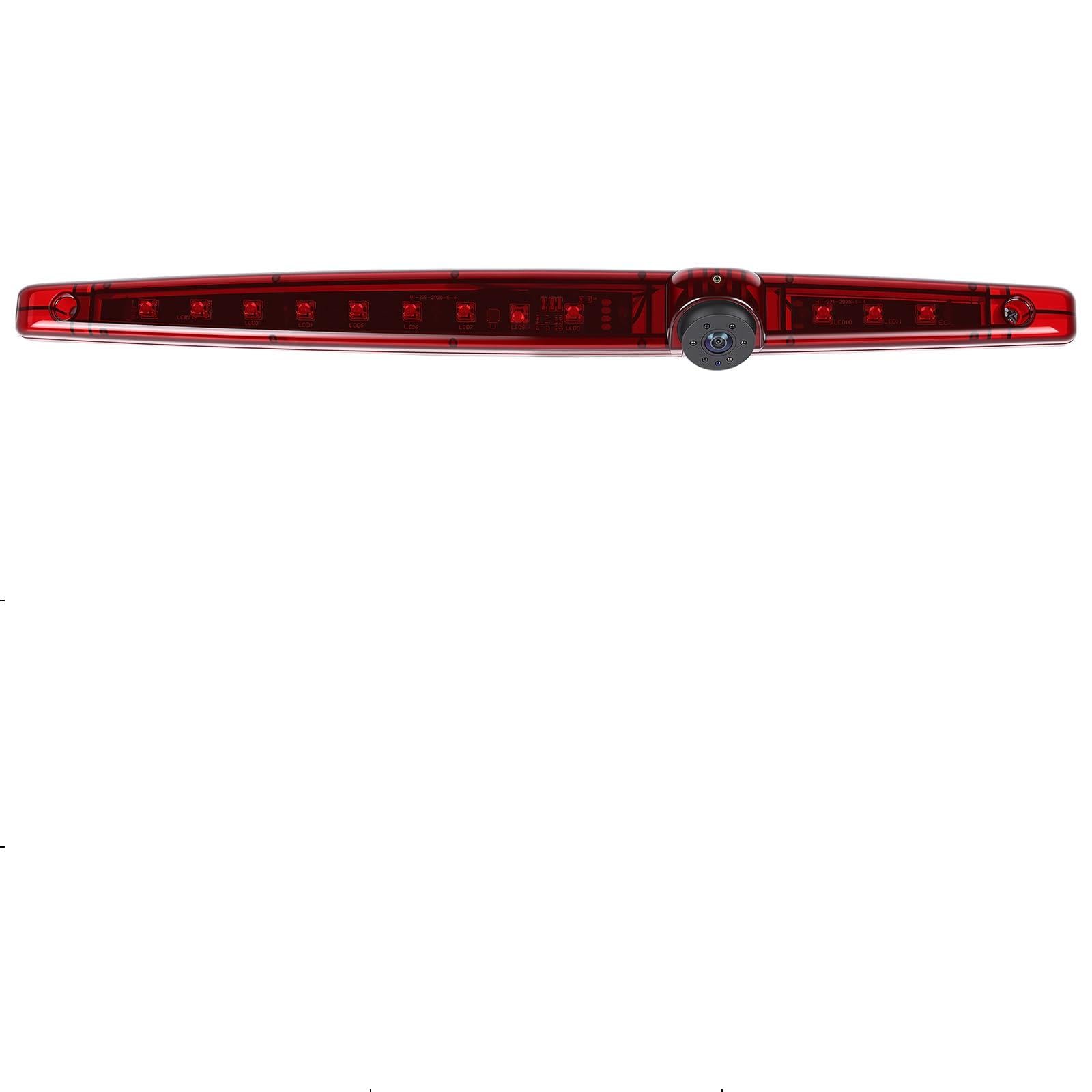 Telecamera Posteriore per Universal Flat Rear Door Models, Telecamere Posteriori con Terza luce di stop, Visione Notturna, Impermeabile IP67, Angolo Regolabile, con Linea di retromarcia