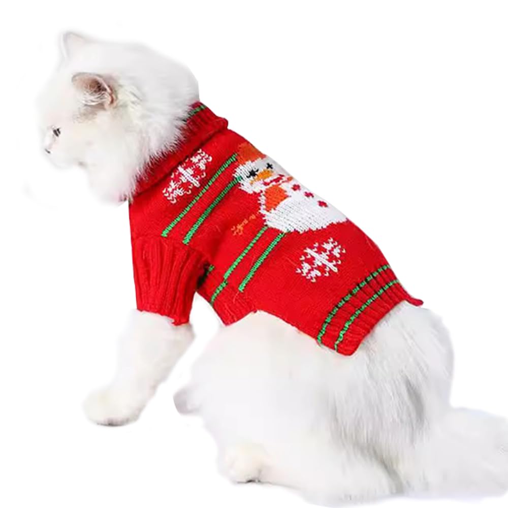 ANIAC Christmas Puppy Sweater Snowman Small Dog Knitwear Snowflake Cat Outfit Pet Winter Clothes Cold Weather Xmas Sweatshirt for Kitten Chihuahua