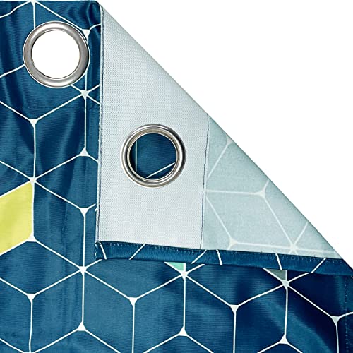 Image of Swayam 90% Blackout Polyester Window Curtain for Living Room & Bedroom | 5 Feet | Room Darkening Curtain with Eyelets | Pack of 1 | Geometric Design - Blue