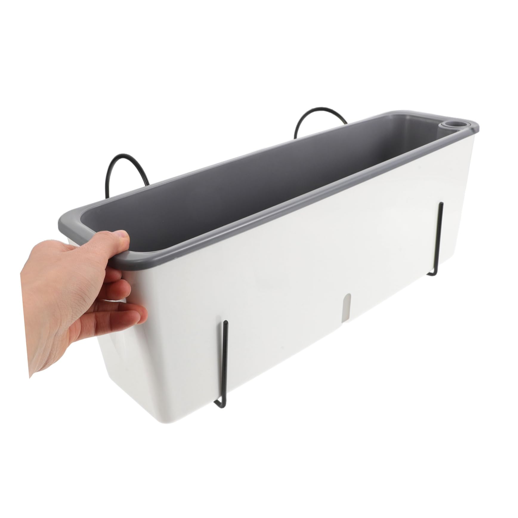 TOYANDONA Set 1 Vaso Rettangolare per Erbe Aromatiche e Verdure con Supporto Sospeso, in Plastica Pp e As con Funzione di Riserva D'acqua, per Davanzale e Giardinaggio