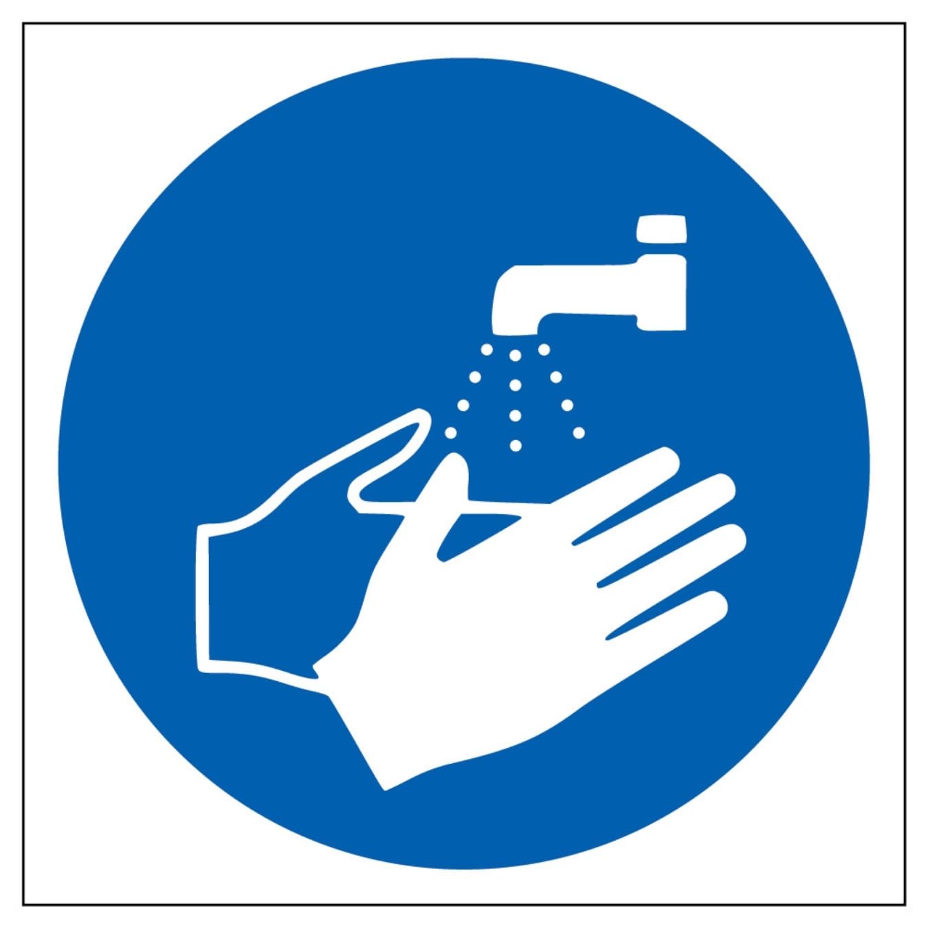 V Safety Wash Hands Symbol 100 x 100 mm - Glow In The Dark 1mm Rigid Plastic Safety Sign