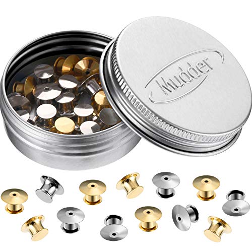 Mudder Locking Pin Keepers Backs, No Tool Required(Silver and Gold, 30 Pieces)