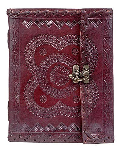 OVERDOSE HAMSA EMBOSSED Journal Notebook - Handmade Antique Journal For School Students, College, and Office, and Travel Gift Usage for Men And Women Diary - Leather Sketchbook - Drawing Journal - Great Gift - Journal Size 6" x 8" inches | 15.24 x 20