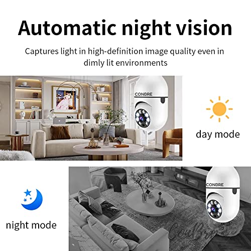 Conbre LightXR 2MP Full HD Indoor Wireless WiFi CCTV Security Camera | Motion Tracking | Two Way Talk | Colored Night Vision | Support Upto 128GB SD Card | Includes E27 Holder 5 51mylOhllBL