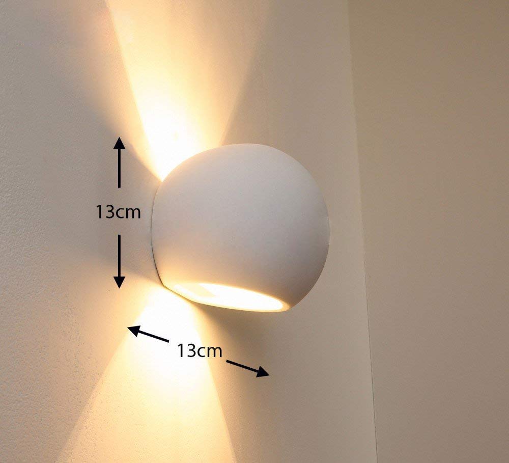 Eurekaled - Applique in Gesso Ceramico Sfera - Attacco G9 - Lampada da muro per spazi interni, camera, corridoio, soggiorno - Lampadina intercambiabile - Verniciabile - Design Moderno cod. D0701