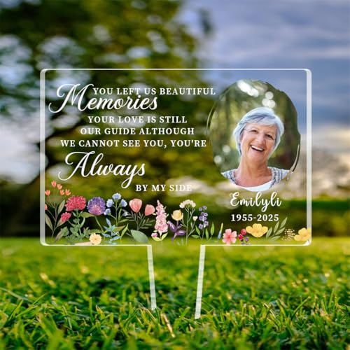 Letrero acrílico personalizado para patio con texto en inglés "To Loss Of Family You left Us Beautiful Memories You Love Is Still Our Guide", regalo de condolencias personalizado con foto para Letrero acrílico personalizado para patio con texto en inglés "To Loss Of Family You left Us Beautiful Memories You Love Is Still Our Guide", regalo de condolencias personalizado con foto para