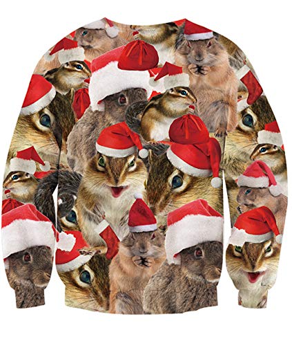 Idgreatim Unisex Ugly Christmas Crewneck Sweatshirt Novelty 3D Graphic Long Sleeve Sweater Shirt