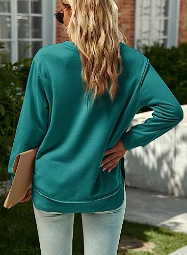Image of Women's Casual Long Sleeve Crewneck Sweatshirt Loose Flowy Lightweight Pullover Sweatshirts Tops