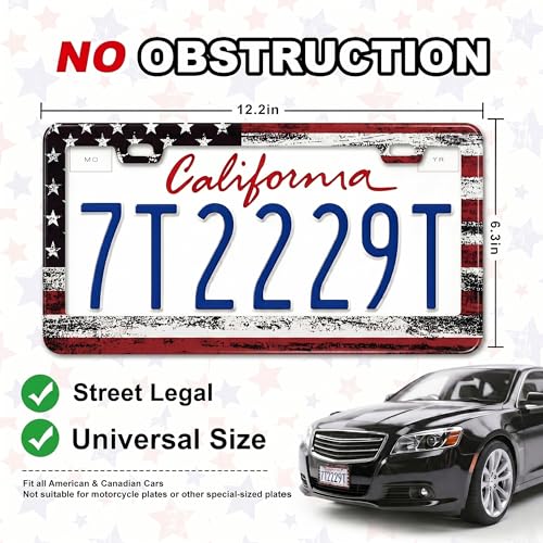 Image of American Flag License Plate Frame 2 Pack Patriotic Plate Holder
