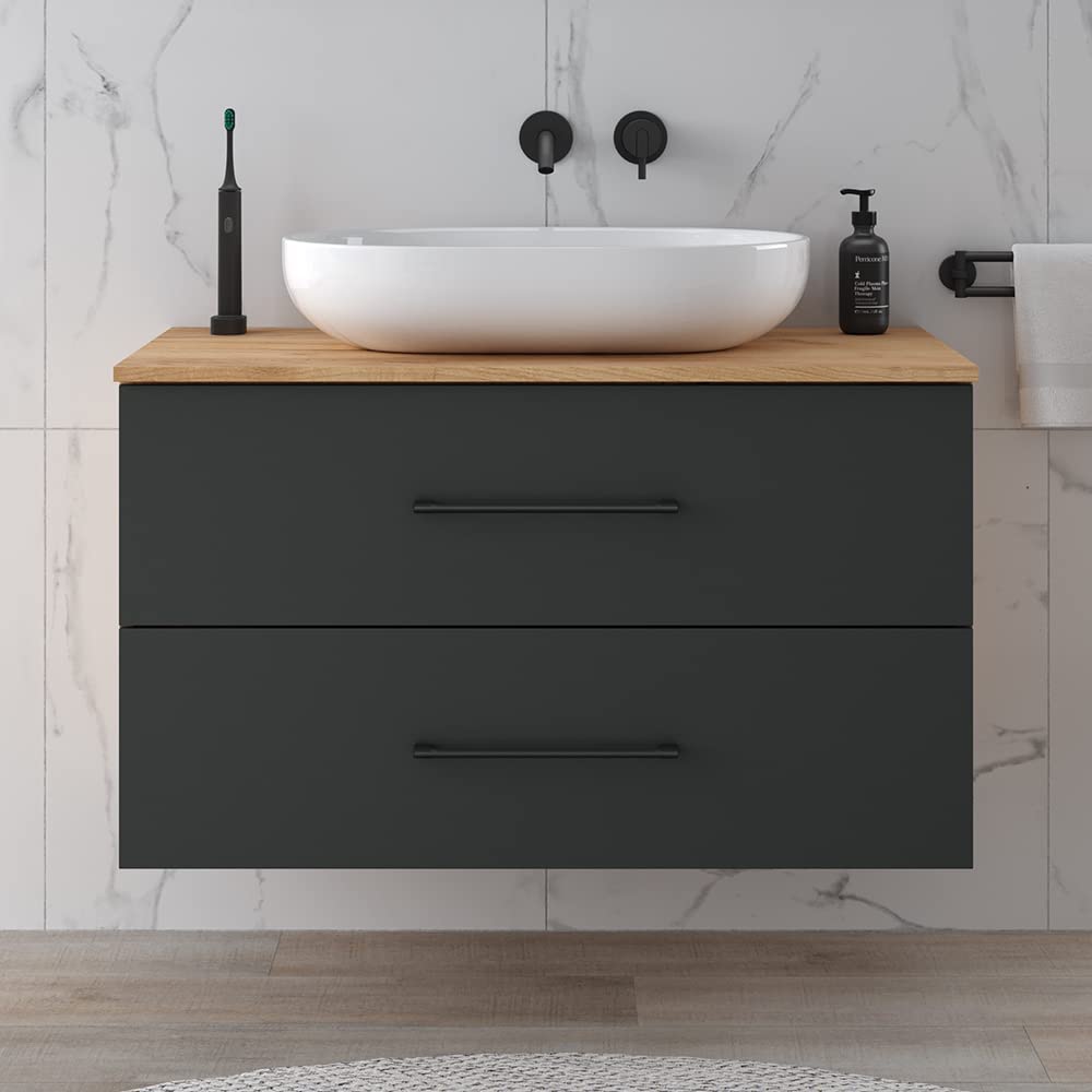 Planetmöbel set di mobili da bagno LUX 90 cm rovere oro/antracite SENZA lavabo con colonna rovere oro/antracite