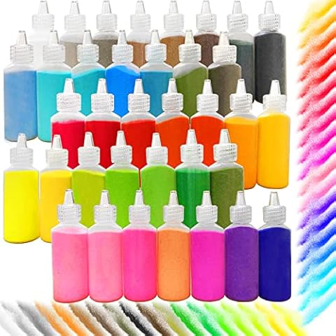 Dshengoo 36 Colors Art Sand,DIY Arts and Crafts Sand Kit,Scenic Sand Kits for Kid's Painting,DIY Drawing,Wedding Decoration,Vase Glass Sand,1.25oz Bottles,36pack Cover