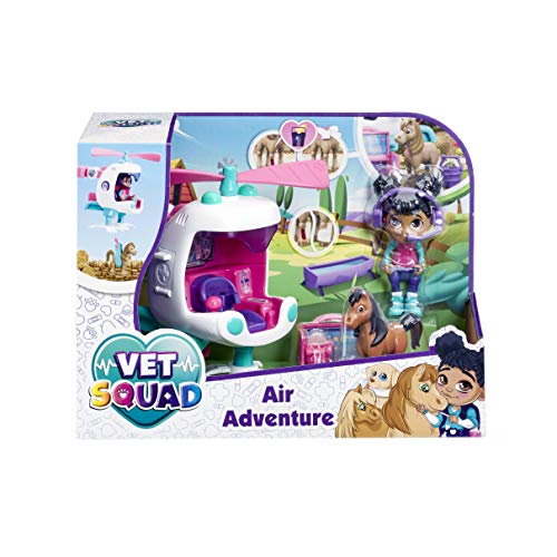 Vet Squad Robin & Helicopter-Air Adventure, 3 Inch Articulated Vet Figure with Vehicle, pet and Accessories