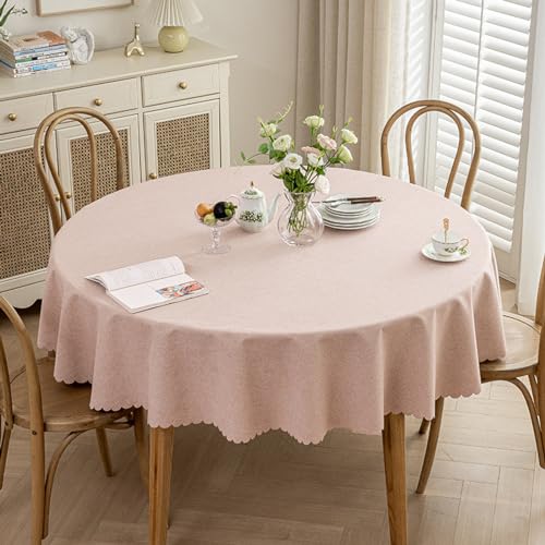 Nappe rectangulaire 220x220cm coton lin rose imperméable table