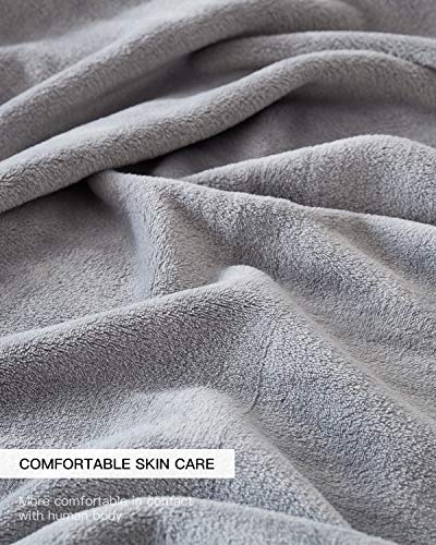 KMUSET Fleece Blanket Grey Queen Size Lightweight Cozy Plush Microfiber Solid Blanket Factory Shop