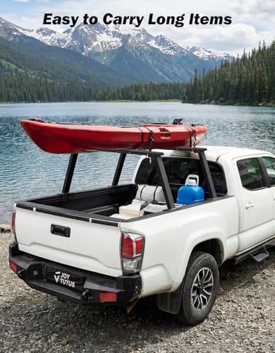 Image of JOYTUTUS Heavy Duty Width Extendable Truck Bed Ladder Rack, Fit for Mid-Size Wide Truck Bed, Rust-Resistant Overland Cargo Rack Compatible with Gladiator JT, Frontier, Canyon, Colorado, Ranger