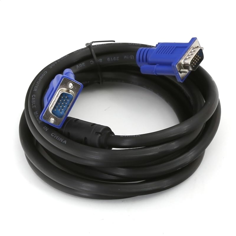Câble VGA 5 Mètres - Mâle 6+3 Broches - Haute Qualité, Compatible Moniteurs Et Projecteurs