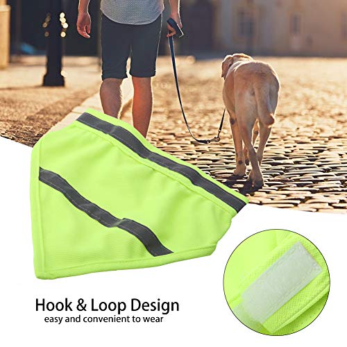 Hund Bandanas Reflektierende Sicherheit Hund Schal Dreieck Streifen Haustier Hundehalsband Personalisierte Neon Farbe Sichtbarkeit Produkte Halstuch(M Fluorescent Yellow)
