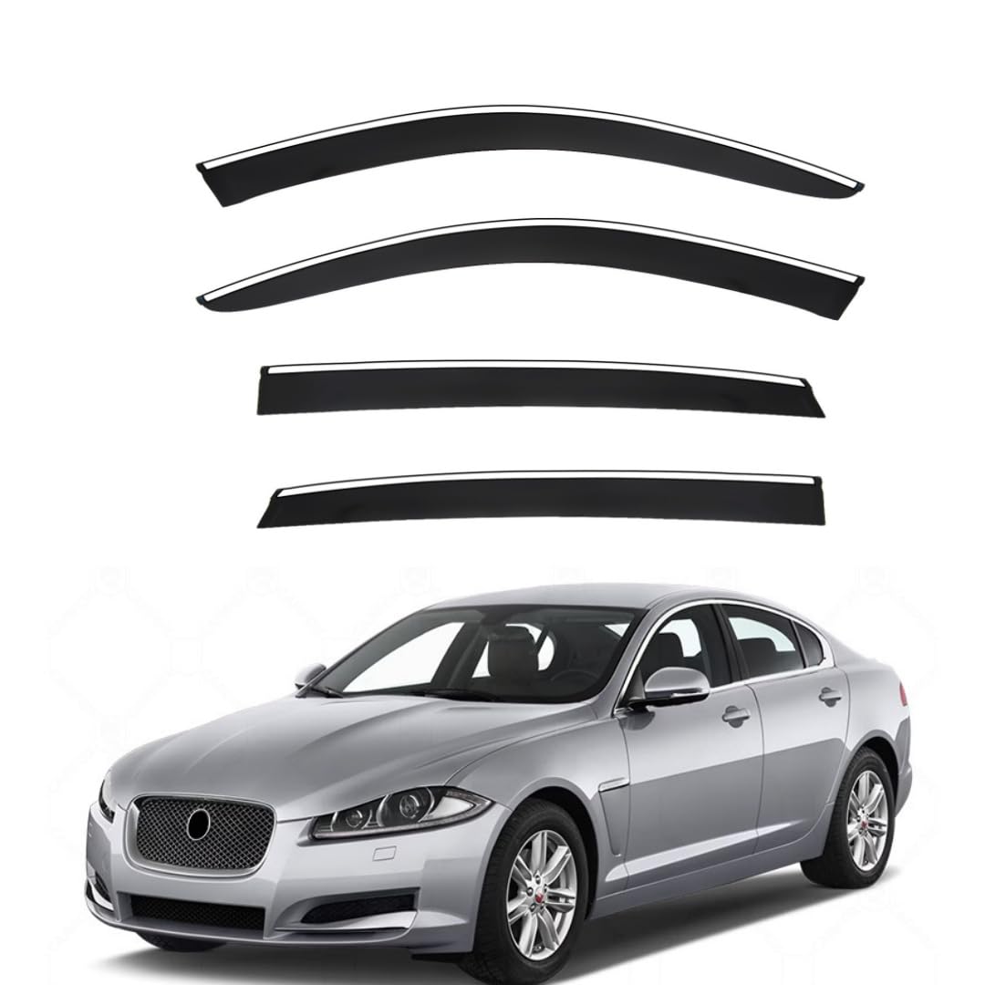 FENGJP Car Window Wind Deflectors for Jaguar XF MK1-X250 2008-2015, Window Wind Deflector Visor Rain Smoke Guards Automotive Accessories