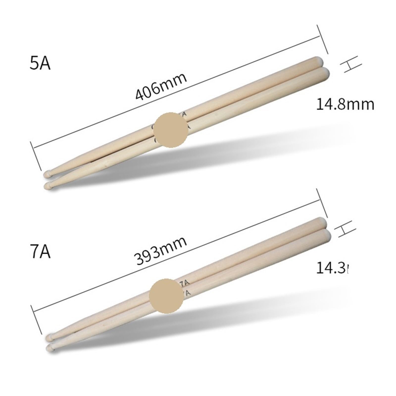 Percussion Instrumentdrumsticks, Drumsticks 2er-Pack Ahornholz 5A und 7A(5A)