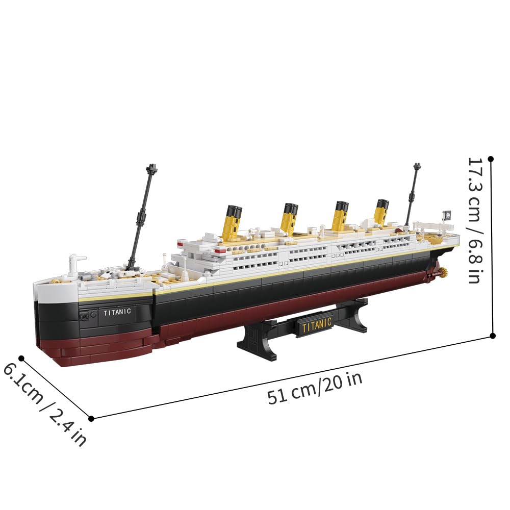 NETEHU Titanic Boat Model Building Block Set, 1465 Pieces Cruise Ship Model,DIY Educational Titanic Toys for 8+ - Image 6