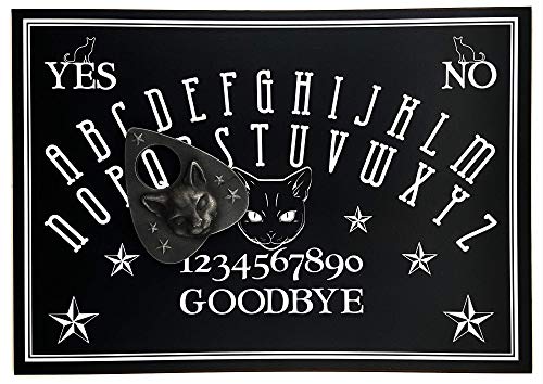 Hecha a Mano, Tamaño A4, 'Gato Negro' Tablero Ouija De Madera, Conjunto Completo con Planchette 'Gato Negro', Clásico Juego de ouija