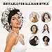 Deokke Satin Hair Braid Bonnet for Sleeping Double Layer Elastic Wide Soft Tie Band Sleeping Hair Silk Lined Sleep Cap for Women Girls-Leaf